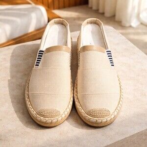 KAYLEEN Womens Loafer Flats Beige Espadrille Slip On Size 7.5 Casual